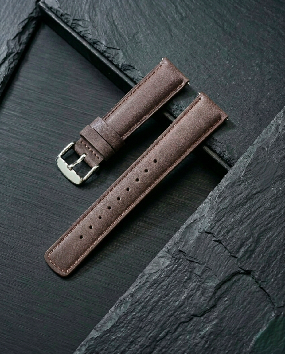 Vanguard Series | Square-Tail Top Grain Dark Brown Leather Watch Straps
