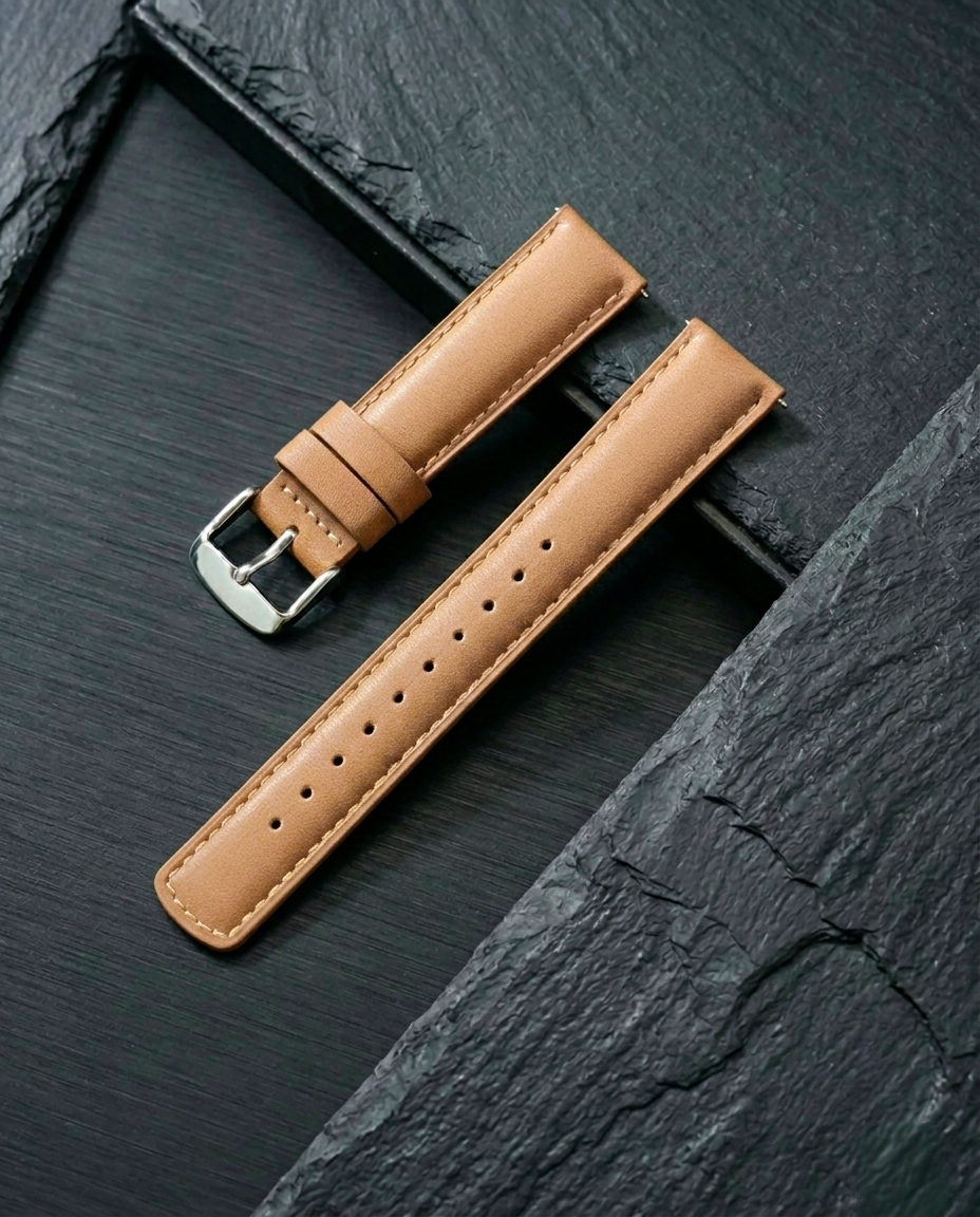 Vanguard Series | Square-Tail Top Grain Light Brown Leather Watch Straps