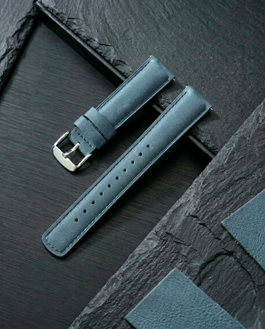 Vanguard Series | Square-Tail Top Grain Light Blue Leather Watch Straps