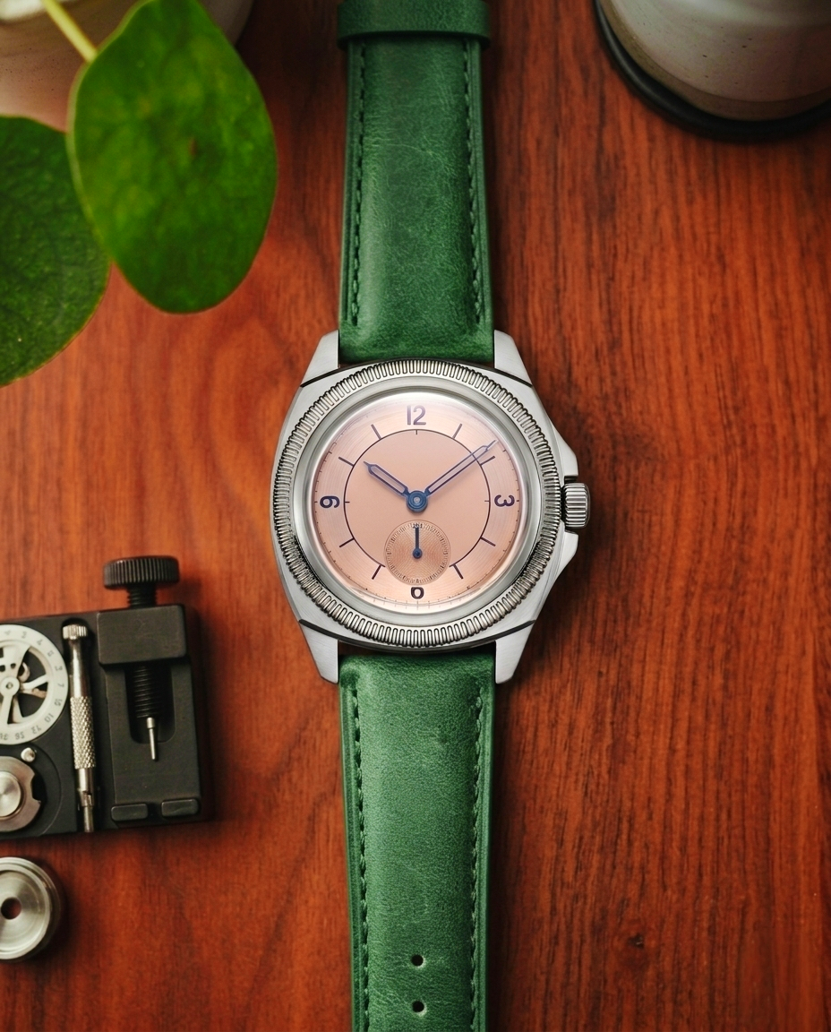 Vanguard Series | Square-Tail Top Grain Green Leather Watch Straps