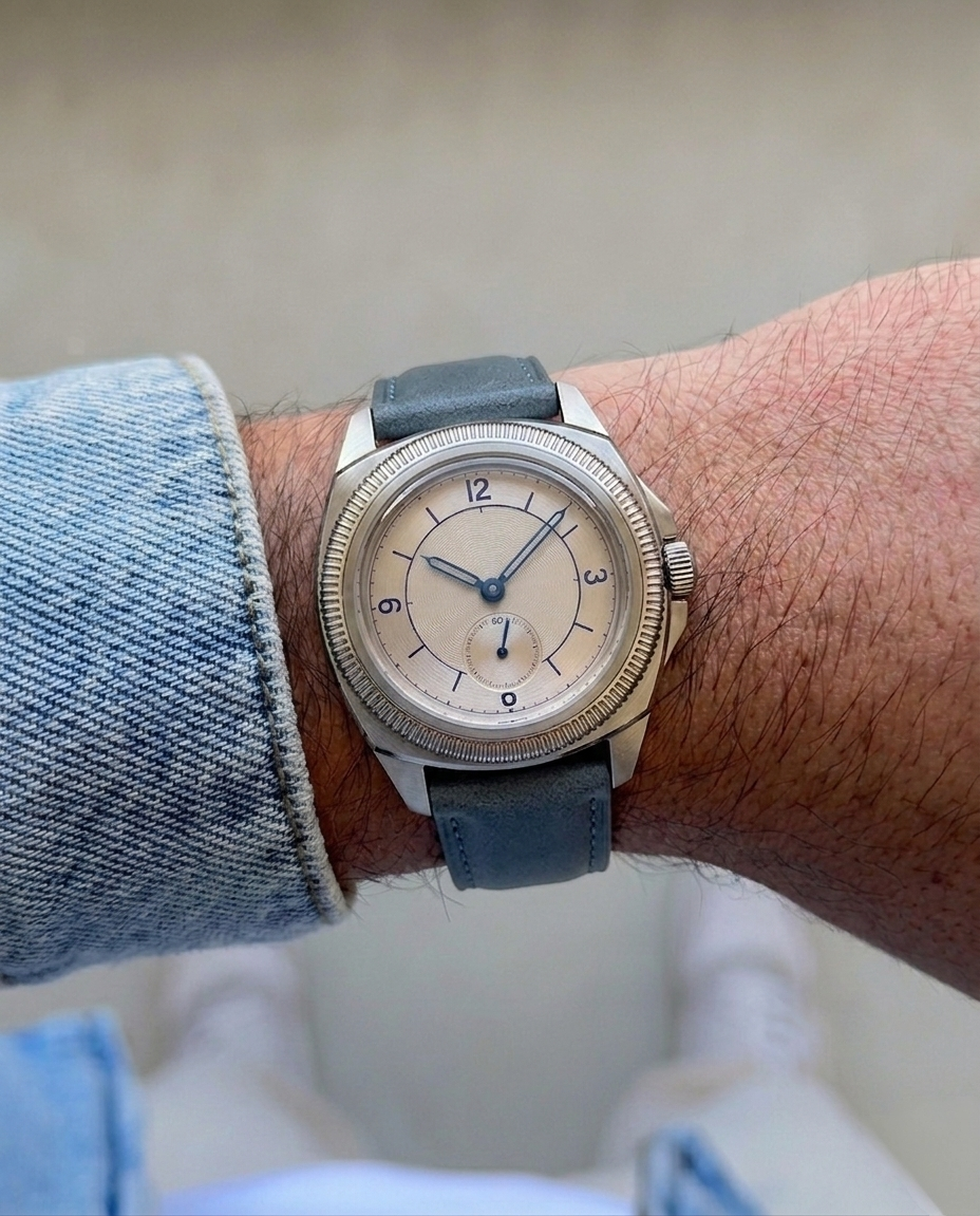 Vanguard Series | Square-Tail Top Grain Light Blue Leather Watch Straps